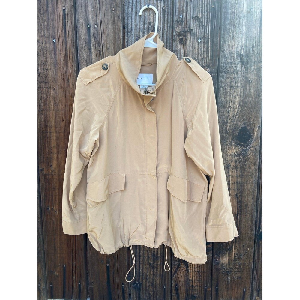 Club Monaco Women’s Size S - Tan Brown Short Trench Jacket funnel neck